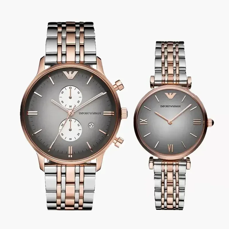 Emporio Armani Two-tone Couple Casual Watch- AR1721/AR1725